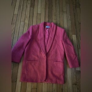 VTG Nicole Summer Pink Blazer Suit Jacket Women Small Mohair Wool Blend Barbie